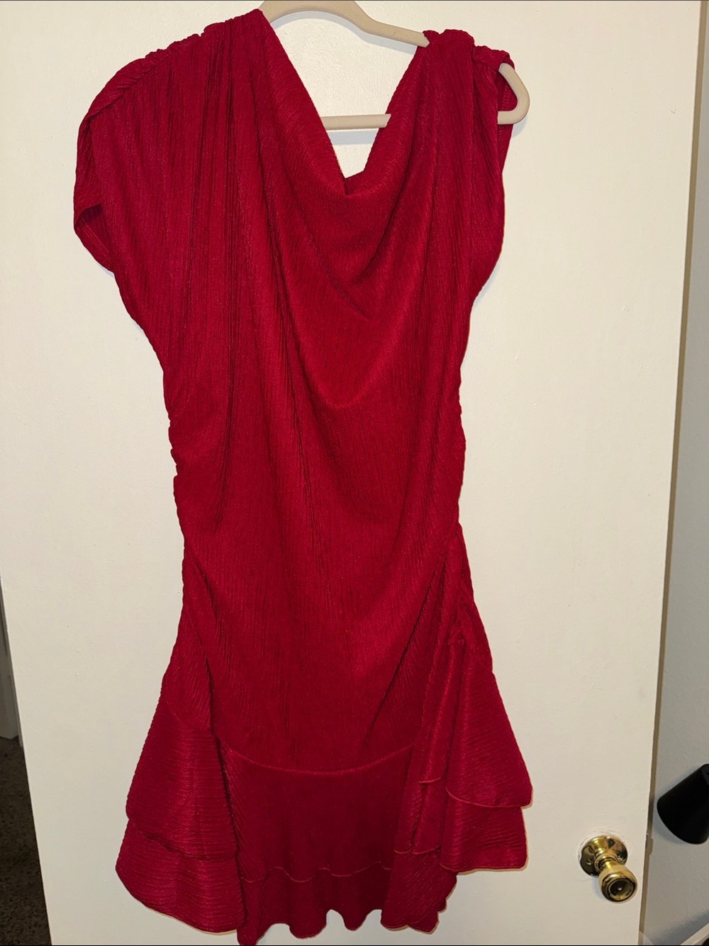 SHEIN Red One-Shoulder Draped Dress